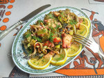 Теплый салат с морепродуктами